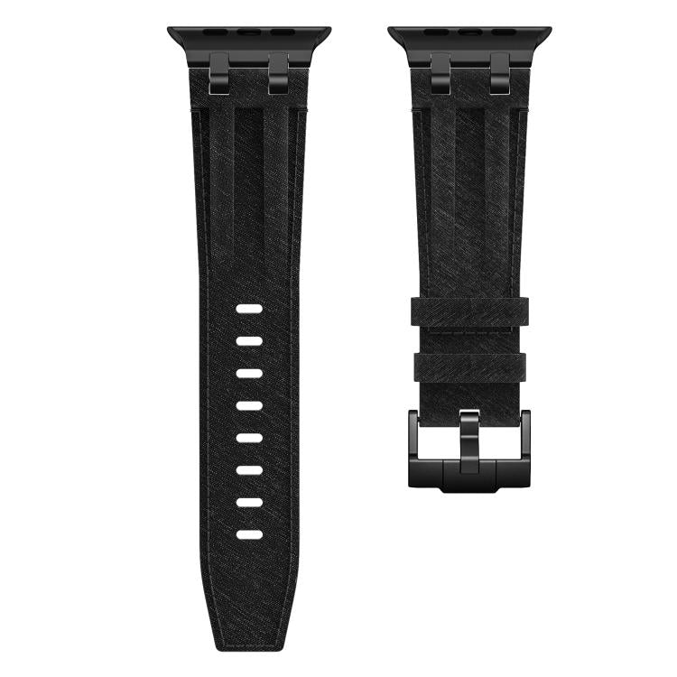 Denim Stitching Vegan Leather Watch Band, For Apple Watch 46mm / 49mm / 45mm / 44mm