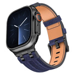 Denim Stitching Vegan Leather Watch Band, For Apple Watch 46mm / 49mm / 45mm / 44mm