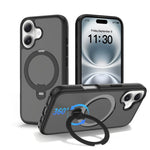 자석 360도 회전 스탠드 에어백 충격 방지 휴대폰 케이스, iPhone 16e / 17e용, iPhone 17 Pro Max용, iPhone 17 Pro용, iPhone 17용, iPhone Air용, iPhone 16 Pro Max용, iPhone 16용