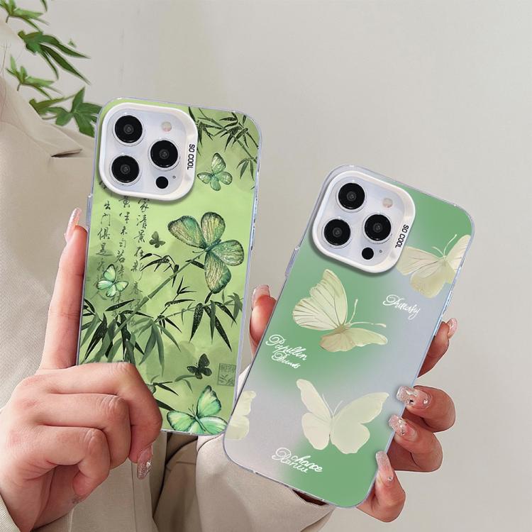 나비 무늬 은도금 PC 하이브리드 TPU 휴대폰 케이스, iPhone 17e / 16e용, iPhone 17 Pro Max용, iPhone 17 Pro용, iPhone 17용, iPhone Air용, iPhone 16 Pro Max용