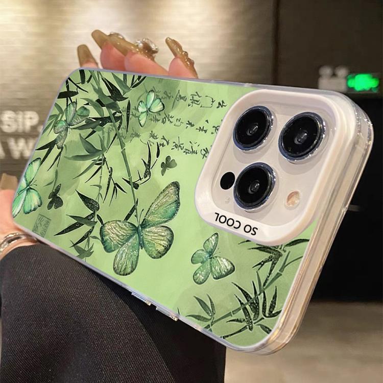 나비 무늬 은도금 PC 하이브리드 TPU 휴대폰 케이스, iPhone 17e / 16e용, iPhone 17 Pro Max용, iPhone 17 Pro용, iPhone 17용, iPhone Air용, iPhone 16 Pro Max용