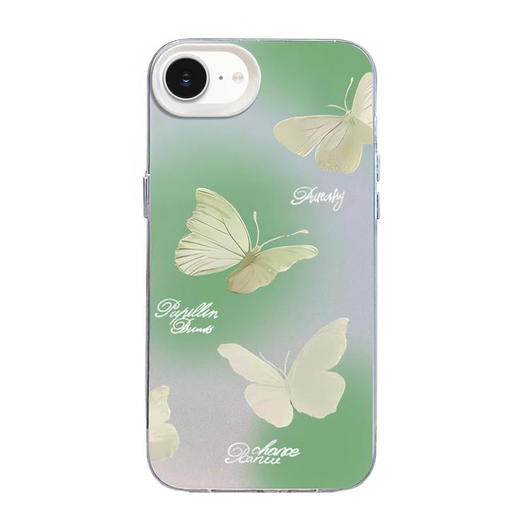나비 무늬 은도금 PC 하이브리드 TPU 휴대폰 케이스, iPhone 17e / 16e용, iPhone 17 Pro Max용, iPhone 17 Pro용, iPhone 17용, iPhone Air용, iPhone 16 Pro Max용