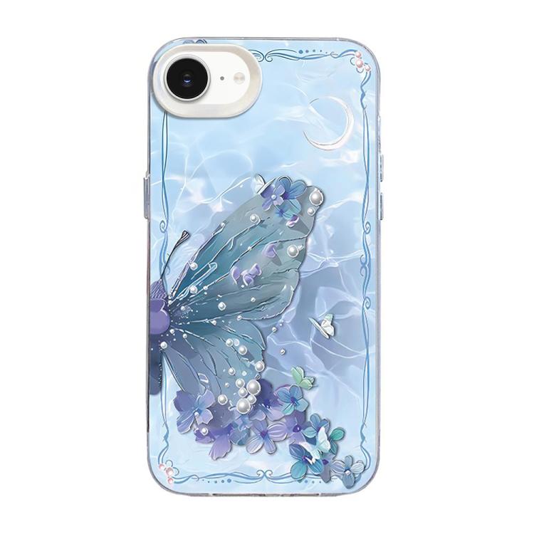 나비 무늬 은도금 PC 하이브리드 TPU 휴대폰 케이스, iPhone 17e / 16e용, iPhone 17 Pro Max용, iPhone 17 Pro용, iPhone 17용, iPhone Air용, iPhone 16 Pro Max용