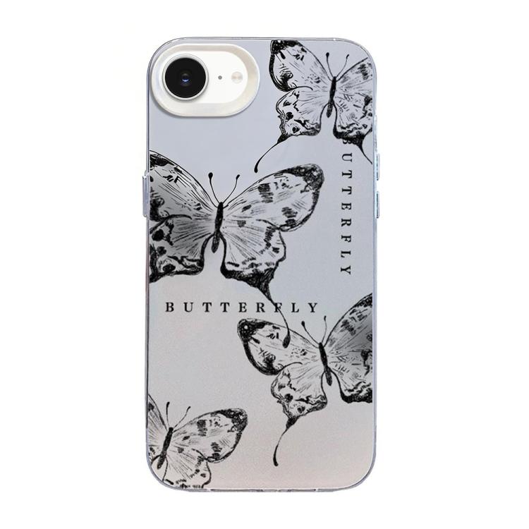 나비 무늬 은도금 PC 하이브리드 TPU 휴대폰 케이스, iPhone 17e / 16e용, iPhone 17 Pro Max용, iPhone 17 Pro용, iPhone 17용, iPhone Air용, iPhone 16 Pro Max용