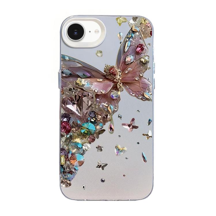 나비 무늬 은도금 PC 하이브리드 TPU 휴대폰 케이스, iPhone 17e / 16e용, iPhone 17 Pro Max용, iPhone 17 Pro용, iPhone 17용, iPhone Air용, iPhone 16 Pro Max용