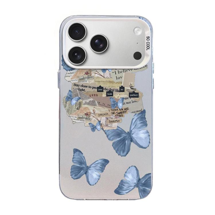 나비 무늬 은도금 PC 하이브리드 TPU 휴대폰 케이스, iPhone 17e / 16e용, iPhone 17 Pro Max용, iPhone 17 Pro용, iPhone 17용, iPhone Air용, iPhone 16 Pro Max용