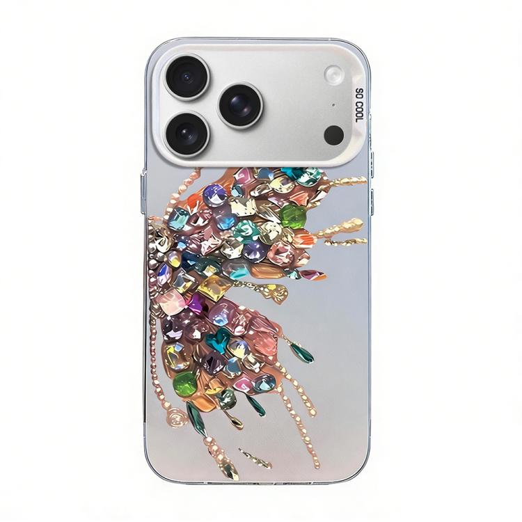 나비 무늬 은도금 PC 하이브리드 TPU 휴대폰 케이스, iPhone 17e / 16e용, iPhone 17 Pro Max용, iPhone 17 Pro용, iPhone 17용, iPhone Air용, iPhone 16 Pro Max용