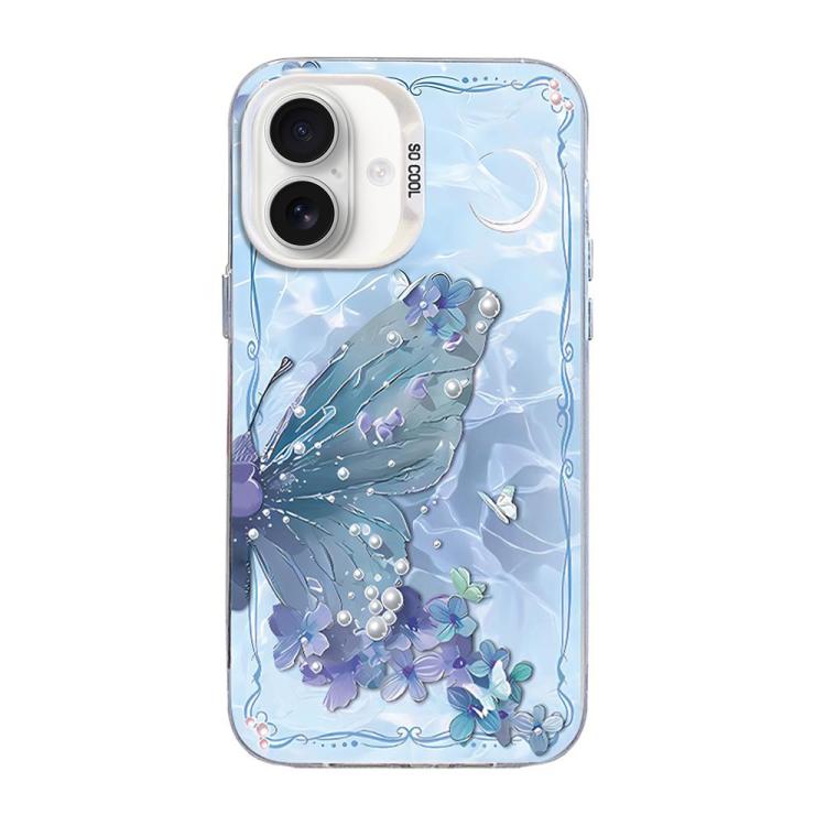 나비 무늬 은도금 PC 하이브리드 TPU 휴대폰 케이스, iPhone 17e / 16e용, iPhone 17 Pro Max용, iPhone 17 Pro용, iPhone 17용, iPhone Air용, iPhone 16 Pro Max용