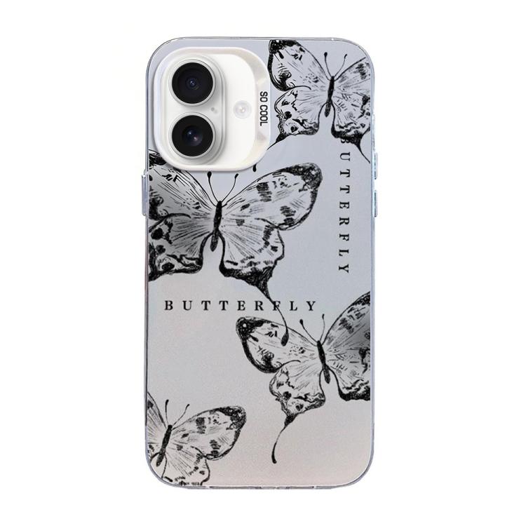 나비 무늬 은도금 PC 하이브리드 TPU 휴대폰 케이스, iPhone 17e / 16e용, iPhone 17 Pro Max용, iPhone 17 Pro용, iPhone 17용, iPhone Air용, iPhone 16 Pro Max용