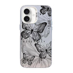 나비 무늬 은도금 PC 하이브리드 TPU 휴대폰 케이스, iPhone 17e / 16e용, iPhone 17 Pro Max용, iPhone 17 Pro용, iPhone 17용, iPhone Air용, iPhone 16 Pro Max용