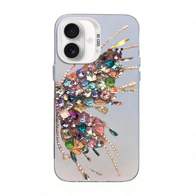 나비 무늬 은도금 PC 하이브리드 TPU 휴대폰 케이스, iPhone 17e / 16e용, iPhone 17 Pro Max용, iPhone 17 Pro용, iPhone 17용, iPhone Air용, iPhone 16 Pro Max용