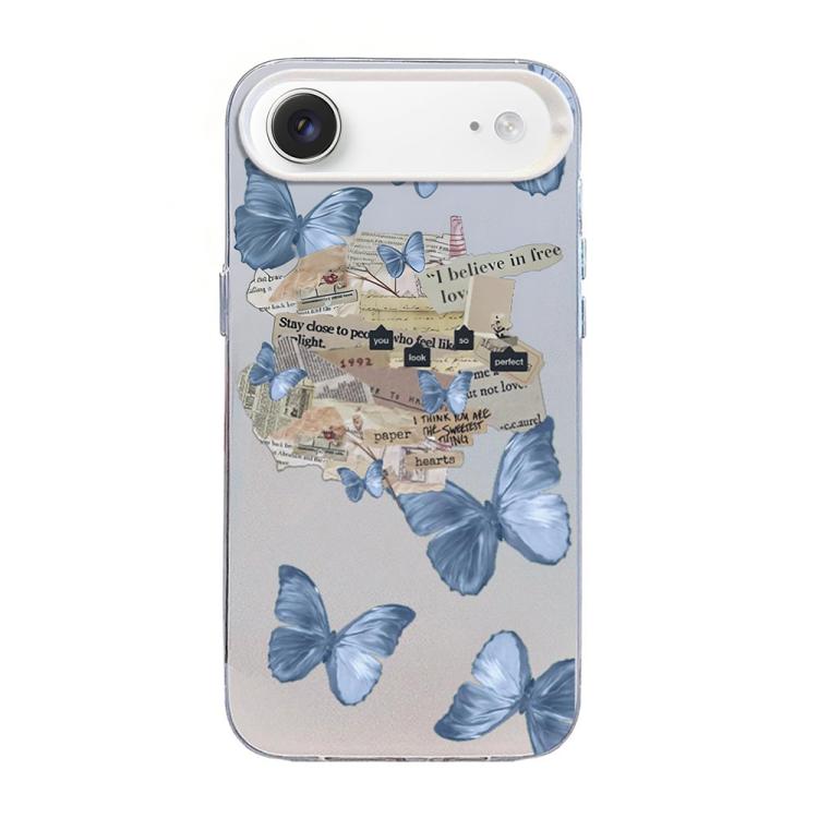 나비 무늬 은도금 PC 하이브리드 TPU 휴대폰 케이스, iPhone 17e / 16e용, iPhone 17 Pro Max용, iPhone 17 Pro용, iPhone 17용, iPhone Air용, iPhone 16 Pro Max용