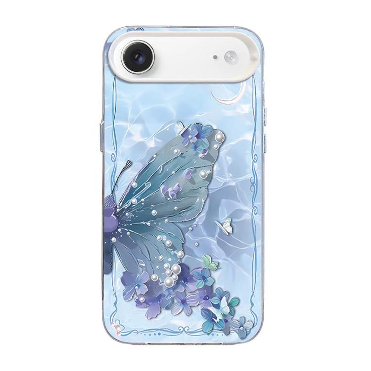 나비 무늬 은도금 PC 하이브리드 TPU 휴대폰 케이스, iPhone 17e / 16e용, iPhone 17 Pro Max용, iPhone 17 Pro용, iPhone 17용, iPhone Air용, iPhone 16 Pro Max용