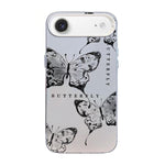나비 무늬 은도금 PC 하이브리드 TPU 휴대폰 케이스, iPhone 17e / 16e용, iPhone 17 Pro Max용, iPhone 17 Pro용, iPhone 17용, iPhone Air용, iPhone 16 Pro Max용