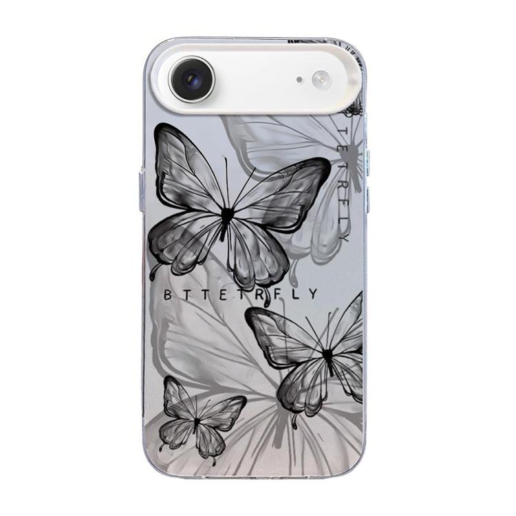 나비 무늬 은도금 PC 하이브리드 TPU 휴대폰 케이스, iPhone 17e / 16e용, iPhone 17 Pro Max용, iPhone 17 Pro용, iPhone 17용, iPhone Air용, iPhone 16 Pro Max용