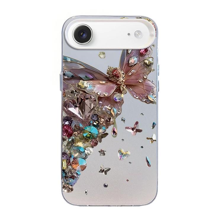 나비 무늬 은도금 PC 하이브리드 TPU 휴대폰 케이스, iPhone 17e / 16e용, iPhone 17 Pro Max용, iPhone 17 Pro용, iPhone 17용, iPhone Air용, iPhone 16 Pro Max용