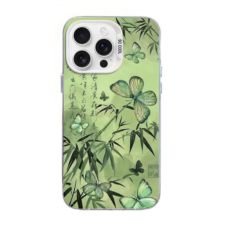 나비 무늬 은도금 PC 하이브리드 TPU 휴대폰 케이스, iPhone 17e / 16e용, iPhone 17 Pro Max용, iPhone 17 Pro용, iPhone 17용, iPhone Air용, iPhone 16 Pro Max용
