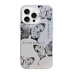 나비 무늬 은도금 PC 하이브리드 TPU 휴대폰 케이스, iPhone 17e / 16e용, iPhone 17 Pro Max용, iPhone 17 Pro용, iPhone 17용, iPhone Air용, iPhone 16 Pro Max용