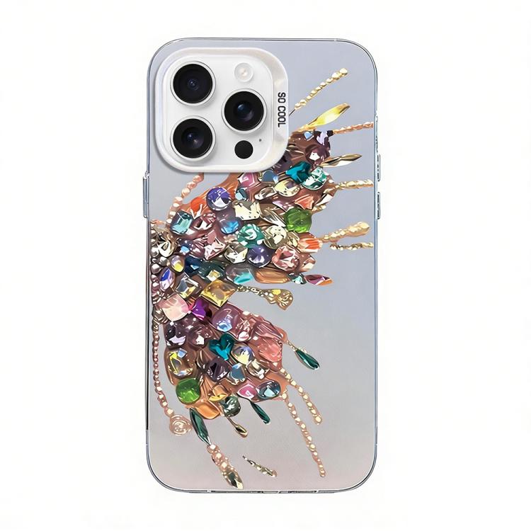 나비 무늬 은도금 PC 하이브리드 TPU 휴대폰 케이스, iPhone 17e / 16e용, iPhone 17 Pro Max용, iPhone 17 Pro용, iPhone 17용, iPhone Air용, iPhone 16 Pro Max용
