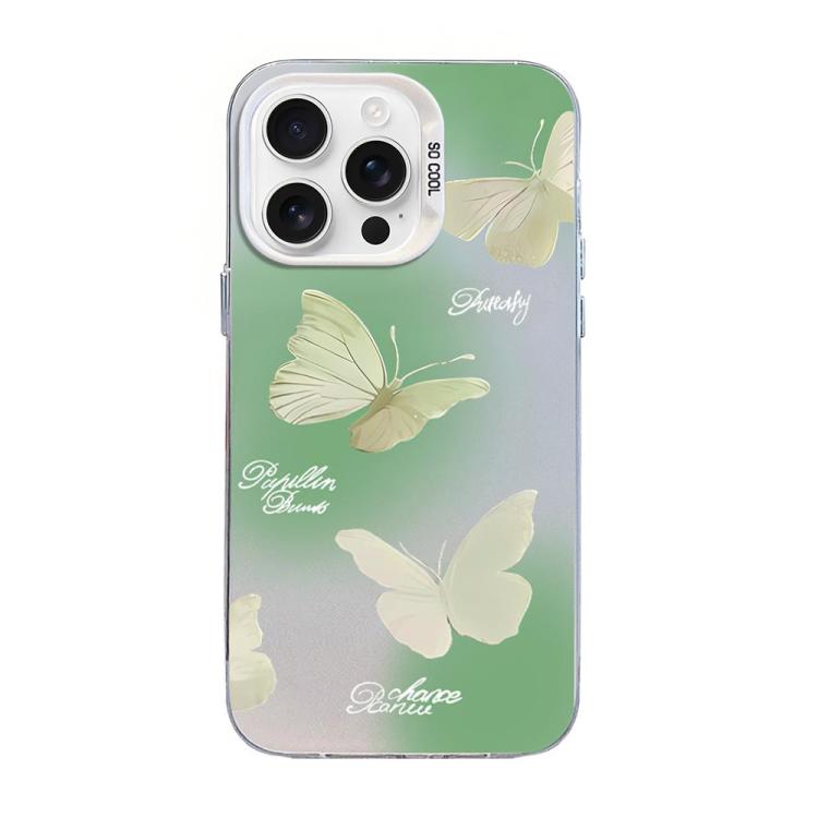 나비 무늬 은도금 PC 하이브리드 TPU 휴대폰 케이스, iPhone 16 Pro용, iPhone 16 Plus용, iPhone 16용, iPhone 15 Pro Max용, iPhone 15 Pro용, iPhone 15 Plus용