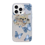나비 무늬 은도금 PC 하이브리드 TPU 휴대폰 케이스, iPhone 16 Pro용, iPhone 16 Plus용, iPhone 16용, iPhone 15 Pro Max용, iPhone 15 Pro용, iPhone 15 Plus용