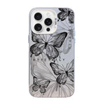 나비 무늬 은도금 PC 하이브리드 TPU 휴대폰 케이스, iPhone 16 Pro용, iPhone 16 Plus용, iPhone 16용, iPhone 15 Pro Max용, iPhone 15 Pro용, iPhone 15 Plus용