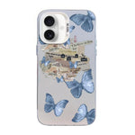 나비 무늬 은도금 PC 하이브리드 TPU 휴대폰 케이스, iPhone 16 Pro용, iPhone 16 Plus용, iPhone 16용, iPhone 15 Pro Max용, iPhone 15 Pro용, iPhone 15 Plus용