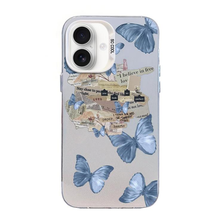 나비 무늬 은도금 PC 하이브리드 TPU 휴대폰 케이스, iPhone 16 Pro용, iPhone 16 Plus용, iPhone 16용, iPhone 15 Pro Max용, iPhone 15 Pro용, iPhone 15 Plus용