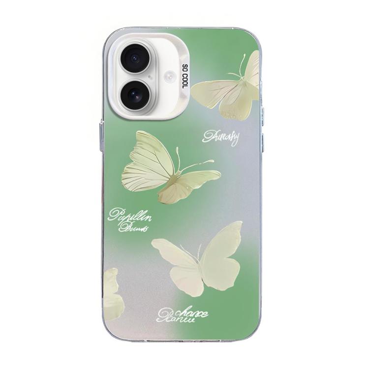 나비 무늬 은도금 PC 하이브리드 TPU 휴대폰 케이스, iPhone 16 Pro용, iPhone 16 Plus용, iPhone 16용, iPhone 15 Pro Max용, iPhone 15 Pro용, iPhone 15 Plus용