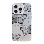 나비 무늬 은도금 PC 하이브리드 TPU 휴대폰 케이스, iPhone 16 Pro용, iPhone 16 Plus용, iPhone 16용, iPhone 15 Pro Max용, iPhone 15 Pro용, iPhone 15 Plus용