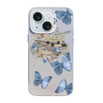 나비 무늬 은도금 PC 하이브리드 TPU 휴대폰 케이스, iPhone 16 Pro용, iPhone 16 Plus용, iPhone 16용, iPhone 15 Pro Max용, iPhone 15 Pro용, iPhone 15 Plus용