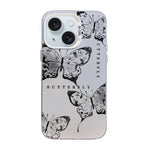 나비 무늬 은도금 PC 하이브리드 TPU 휴대폰 케이스, iPhone 16 Pro용, iPhone 16 Plus용, iPhone 16용, iPhone 15 Pro Max용, iPhone 15 Pro용, iPhone 15 Plus용