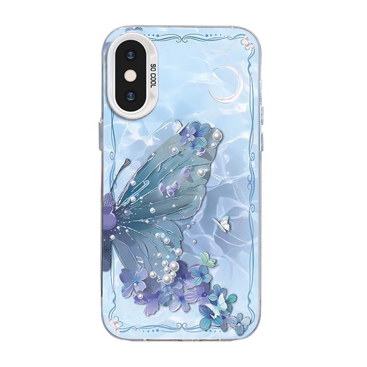 Butterfly Pattern Silver Plating PC Hybrid TPU Phone Case, For iPhone XS Max, For iPhone 8 Plus / 7 Plus