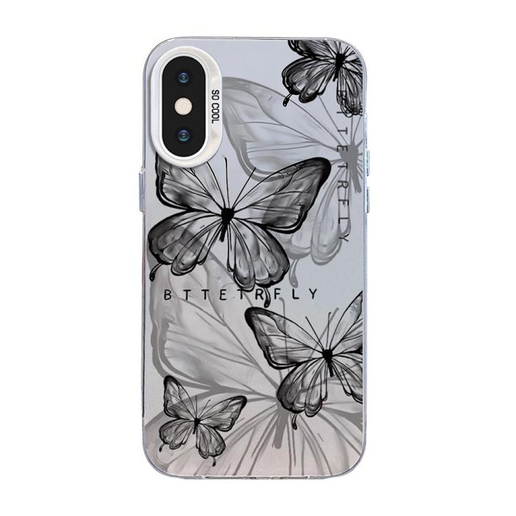 Butterfly Pattern Silver Plating PC Hybrid TPU Phone Case, For iPhone XS Max, For iPhone 8 Plus / 7 Plus