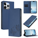 Strong Magnetic Dual Butterfly RFID Vegan Leather Phone Case, For iPhone 14 Pro Max, For iPhone 13 Pro Max, For iPhone 13 Pro, For iPhone 12 / 12 Pro
