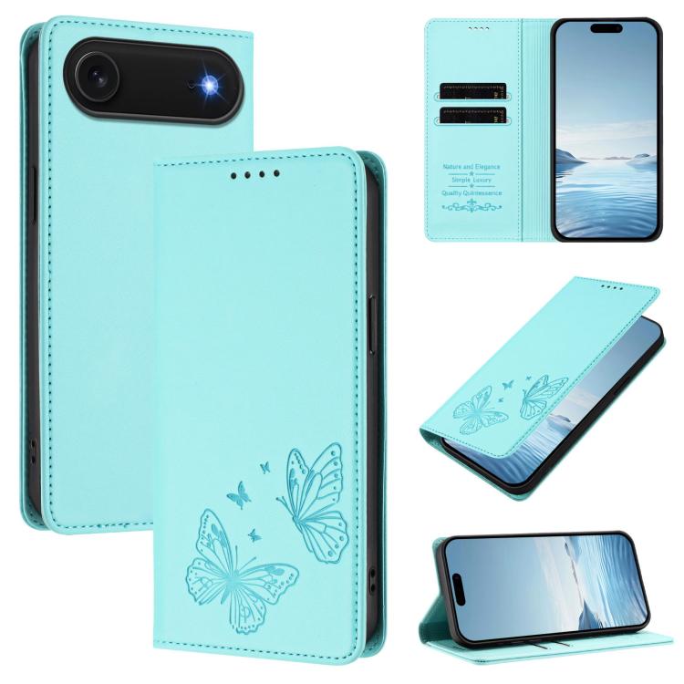 강력한 자석 듀얼 버터플라이 RFID 비건 가죽 폰 케이스, 아이폰 Air용, 아이폰 16 Pro Max용, 아이폰 16 Pro용, 아이폰 16 Plus용