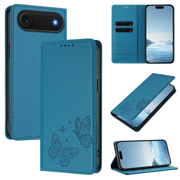 강력한 자석 듀얼 버터플라이 RFID 비건 가죽 폰 케이스, 아이폰 Air용, 아이폰 16 Pro Max용, 아이폰 16 Pro용, 아이폰 16 Plus용