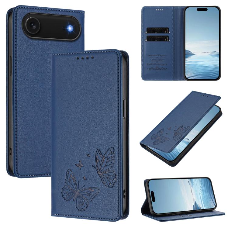 강력한 자석 듀얼 버터플라이 RFID 비건 가죽 폰 케이스, 아이폰 Air용, 아이폰 16 Pro Max용, 아이폰 16 Pro용, 아이폰 16 Plus용