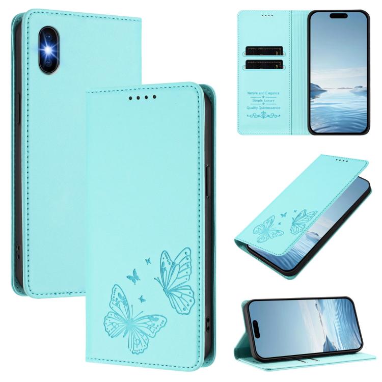 강력 자석 듀얼 버터플라이 RFID 비건 가죽 휴대폰 케이스, 아이폰 X / XS용, 아이폰 XR용, 아이폰 XS 맥스용, 아이폰 8 플러스 / 7 플러스용