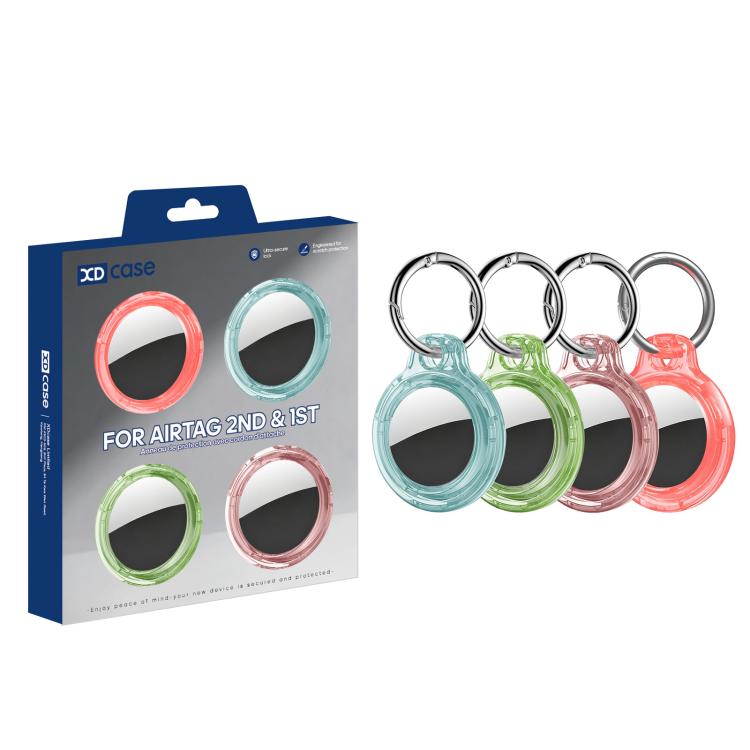 XDcase 4개 반투명 하드 PC 보호 케이스 키 링 포함, 4개 (투명 블랙 그린 블루), 4개 (투명 블루 그린 레드 핑크)