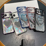 하트 모양 거울 전기 도금 TPU + 아크릴 휴대폰 케이스 홀더 포함, 아이폰 XR용, 아이폰 XS Max용