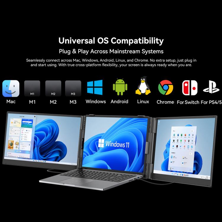 Blackview DCM6 14인치 듀얼 스크린 휴대용 노트북 확장 모니터 및 스탠드, DCM6