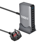 YMX-1000W 1000W 8 x Type-C 포트 및 2 x USB 10 포트 디지털 디스플레이 다기능 충전기, AU 플러그, EU 플러그, UK 플러그, US 플러그