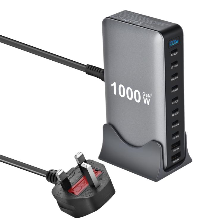 YMX-1000W 1000W 8 x Type-C 포트 및 2 x USB 10 포트 디지털 디스플레이 다기능 충전기, AU 플러그, EU 플러그, UK 플러그, US 플러그
