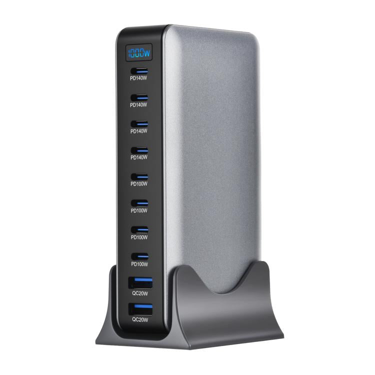 YMX-1000W 1000W 8 x Type-C 포트 및 2 x USB 10 포트 디지털 디스플레이 다기능 충전기, AU 플러그, EU 플러그, UK 플러그, US 플러그