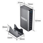 YMX-1000W 1000W 8 x Type-C 포트 및 2 x USB 10 포트 디지털 디스플레이 다기능 충전기, AU 플러그, EU 플러그, UK 플러그, US 플러그