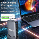 YMX-1000W 1000W 8 x Type-C 포트 및 2 x USB 10 포트 디지털 디스플레이 다기능 충전기, AU 플러그, EU 플러그, UK 플러그, US 플러그