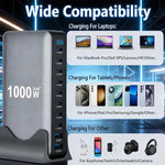YMX-1000W 1000W 8 x Type-C 포트 및 2 x USB 10 포트 디지털 디스플레이 다기능 충전기, AU 플러그, EU 플러그, UK 플러그, US 플러그