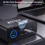 YMX-615-LCD470W 4xType-C and 2xUSB 470W GaN Multi-Function Charger, AU Plug, EU Plug, UK Plug, US Plug