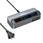 YMX-LCD405W 405W 3xType-C 및 2xUSB GaN 스마트 디지털 디스플레이 다기능 충전기, AU 플러그, EU 플러그, UK 플러그, US 플러그